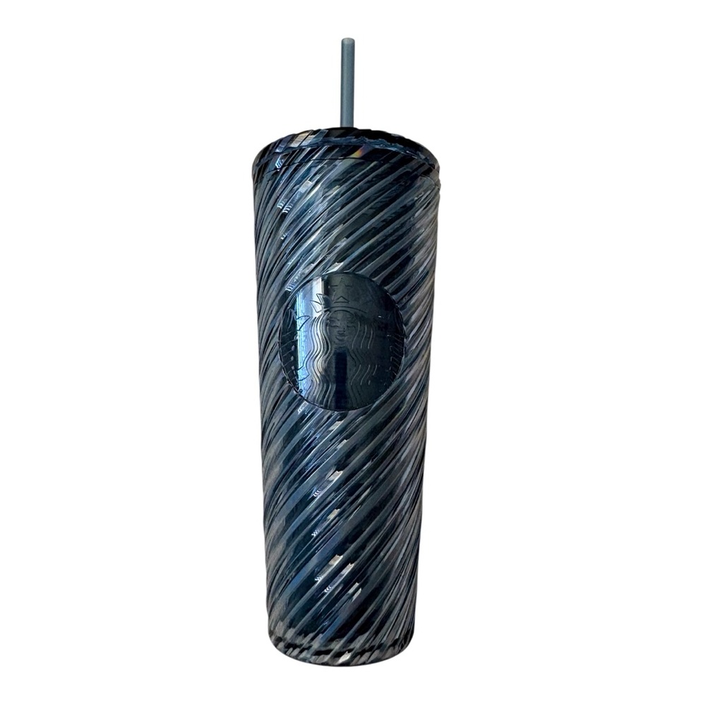 Disney Parks x Starbucks WDW Mickey Mouse Blue Swirl Plastic Tumbler with Straw